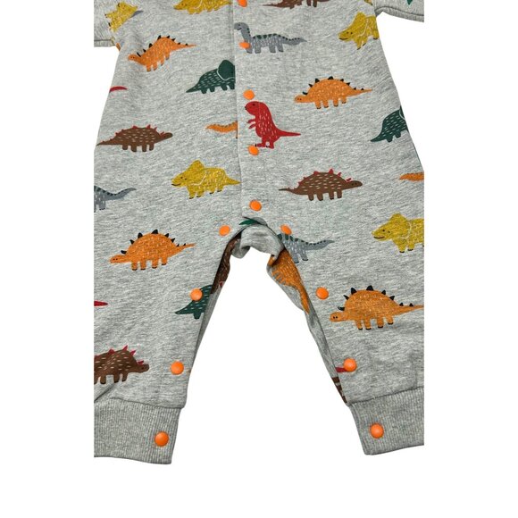 Size 6 Month - Grey Hooded Romper w/ Dinosaurs, Camo Pants, Green‎ Bodysuit - Picture 7 of 13